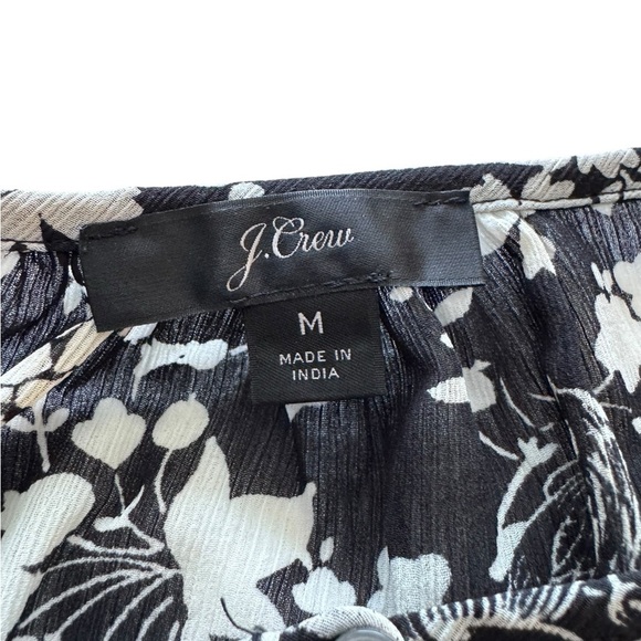 J. Crew Black and White Floral and Bird Print Blouse - Picture 2 of 3